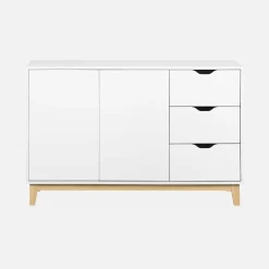 Credenza effetto legno con gambe in legno 2 ante, 120cm