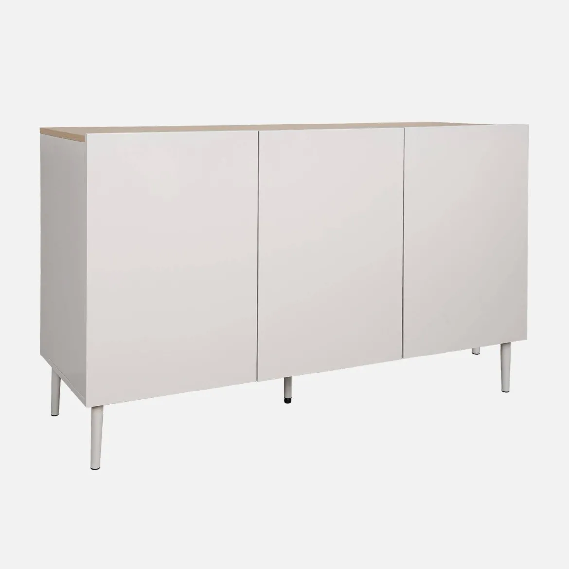 Credenza effetto legno con gambe in metallo 3 ante, 120cm