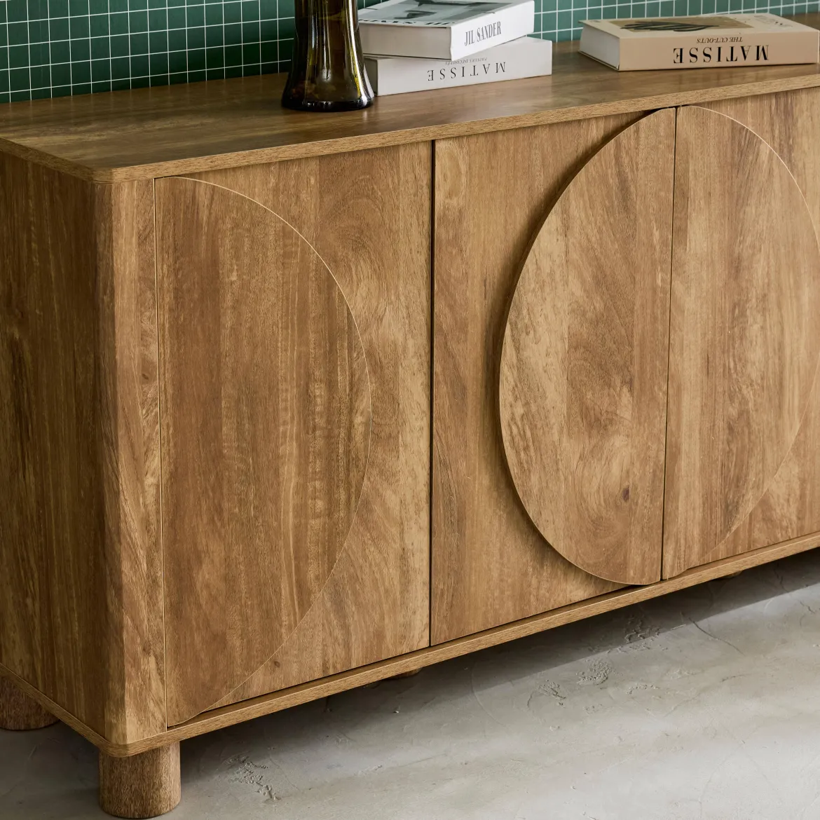 Credenza effetto legno di mango 4 ante, 155cm