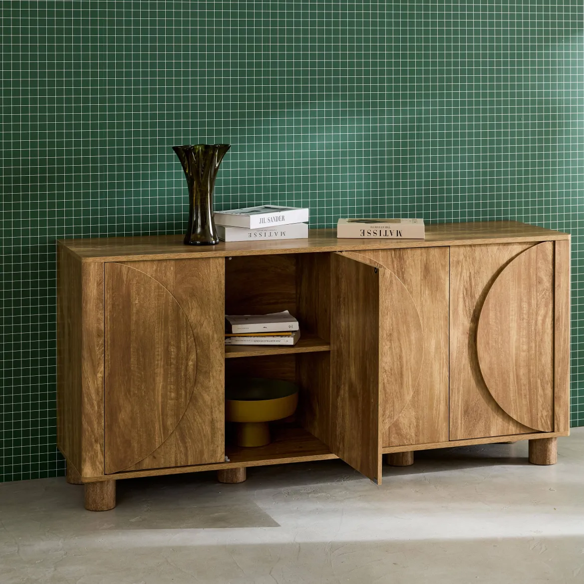 Credenza effetto legno di mango 4 ante, 155cm