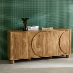 Credenza effetto legno di mango 4 ante, 155cm