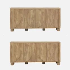 Credenza effetto legno di mango 4 ante, 155cm