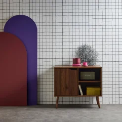Credenza effetto noce 1 anta, 2 ripiani, 80cm