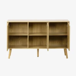 Credenza effetto noce con 3 ante e 3 ripiani, 120cm