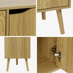 Credenza effetto noce con 3 ante e 3 ripiani, 120cm