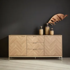 Credenza effetto spina di pesce a 2 ante, 160cm
