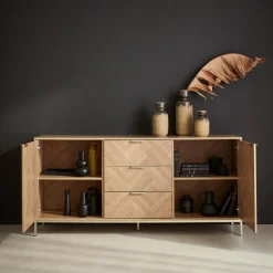 Credenza effetto spina di pesce a 2 ante, 160cm