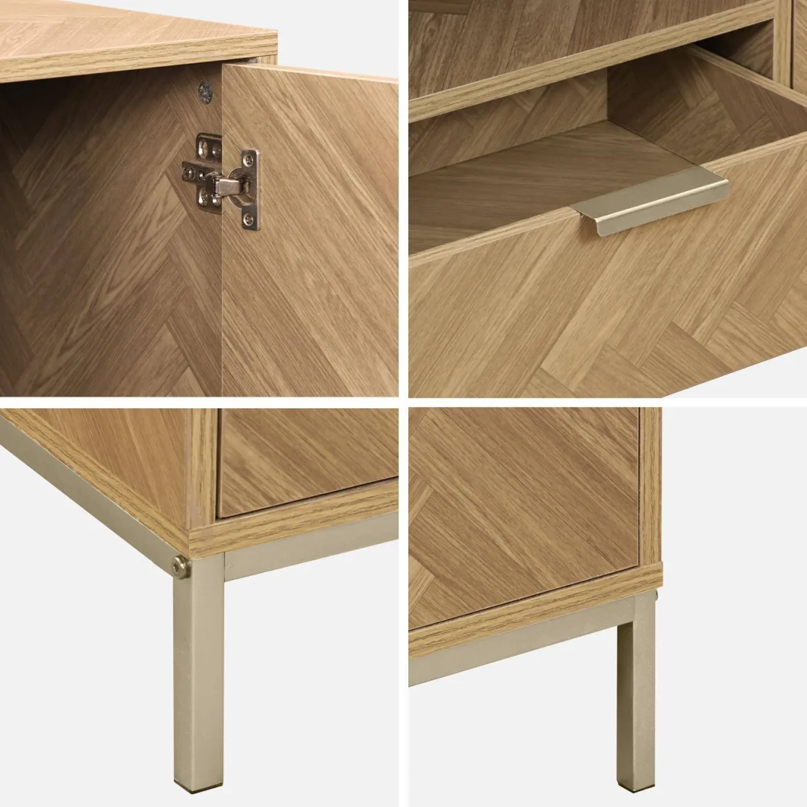 Credenza effetto spina di pesce a 2 ante, 160cm