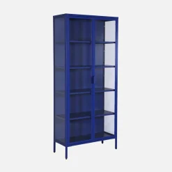Credenza in acciaio e vetro temperato 2 porte, 180cm