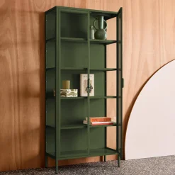 Credenza in acciaio e vetro temperato 2 porte, 180cm