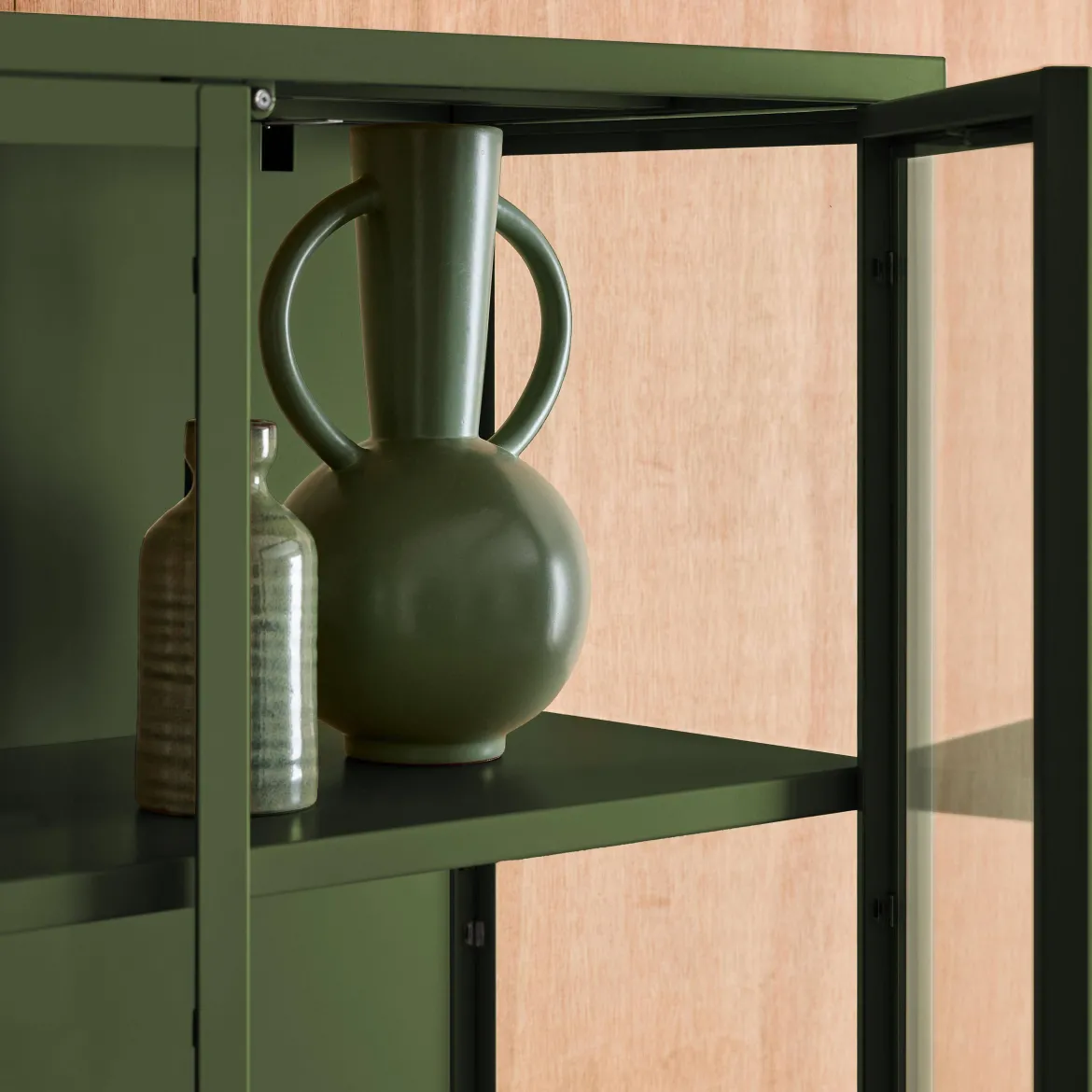 Credenza in acciaio e vetro temperato 2 porte, 180cm