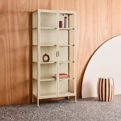 Credenza in acciaio e vetro temperato 2 porte, 180cm
