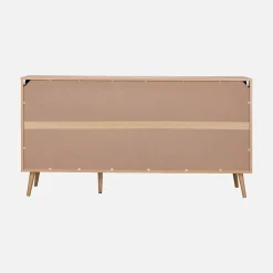 Credenza in legno e canna a 2 ante e 3 cassetti, 150cm