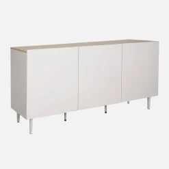 Credenza in metallo e decorazione in legno 3 ante, 150cm