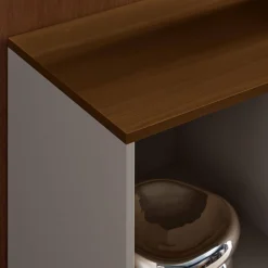 Credenza in metallo e decorazione in legno 1 anta, 80cm