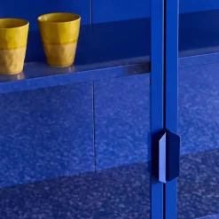 Credenza industriale in metallo e vetro temperato 3 ante, 100cm