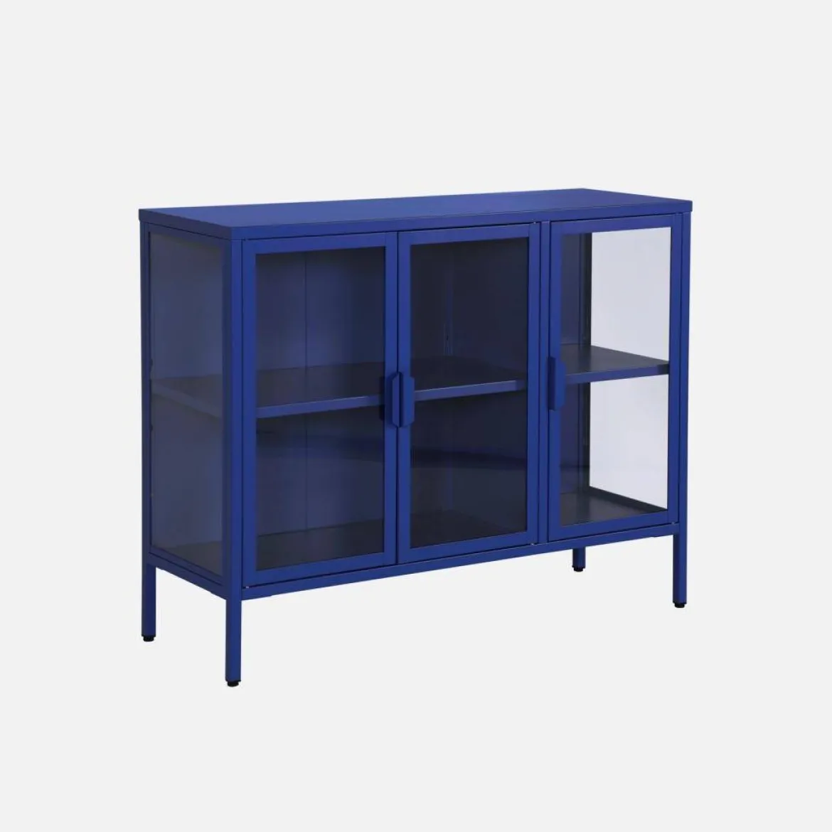 Credenza industriale in metallo e vetro temperato 3 ante, 100cm