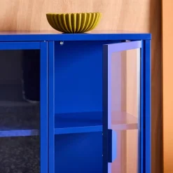 Credenza industriale in metallo e vetro temperato 3 ante, 100cm