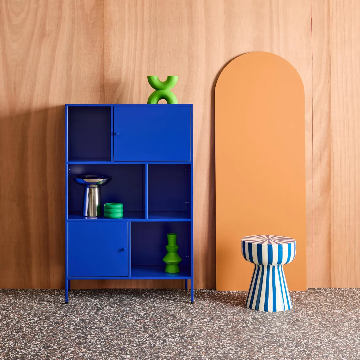 Credenza industriale in metallo con 6 scomparti