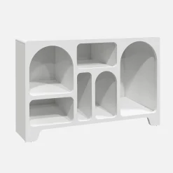 Credenza organica a 6 scomparti effetto legno, 120cm