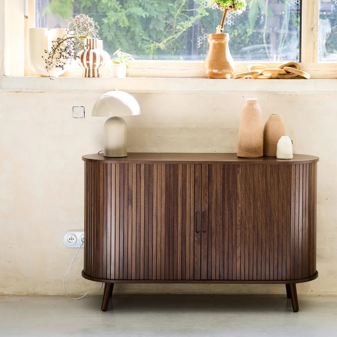 Credenza scandinava a 2 ante scorrevoli, 120cm