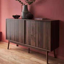 Credenza scandinava a 2 ante effetto legno, 150cm