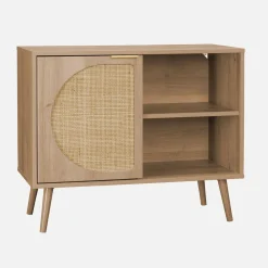 Credenza scandinava con decoro, legno arrotondato, 80cm