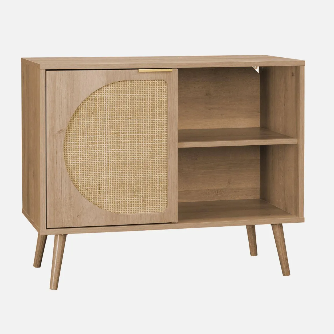 Credenza scandinava con decoro, legno arrotondato, 80cm