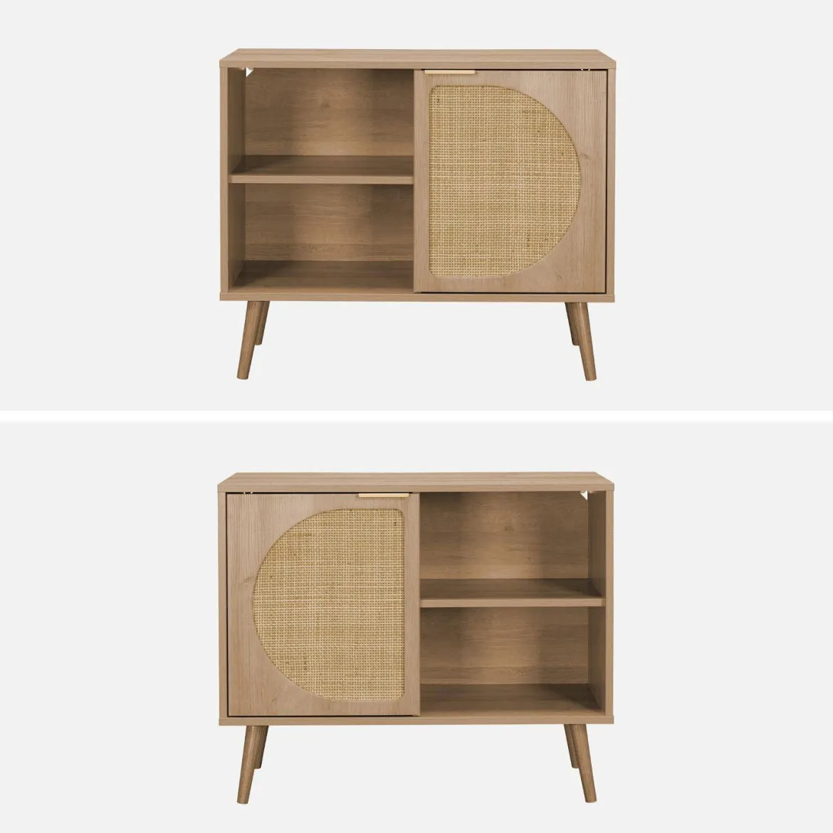 Credenza scandinava con decoro, legno arrotondato, 80cm