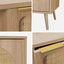 Credenza scandinava con decoro, legno arrotondato, 80cm