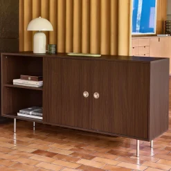 Credenza vintage decorata in legno e acciaio inossidabile 2 ante, 150cm