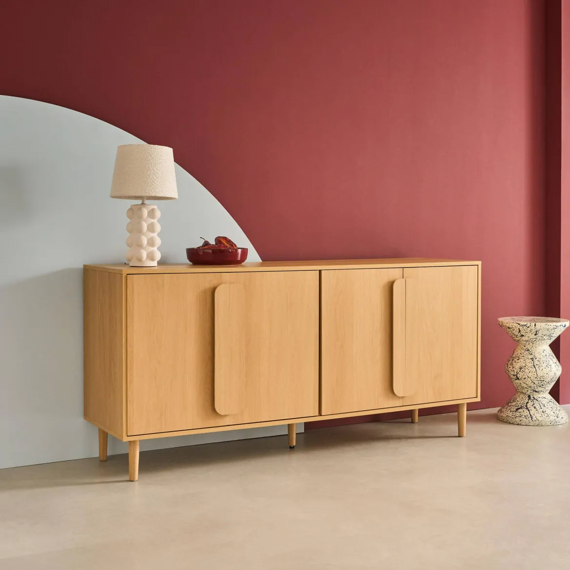 Credenza vintage effetto legno 4 ante, 160cm