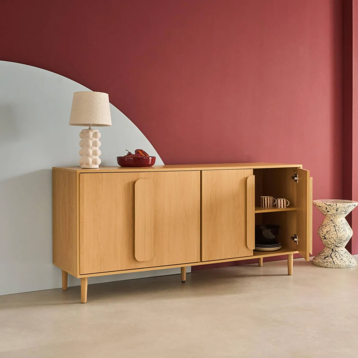 Credenza vintage effetto legno 4 ante, 160cm