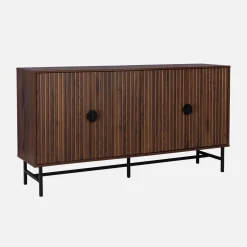 Credenza a 4 ante scanalata effetto legno, 157.5cm