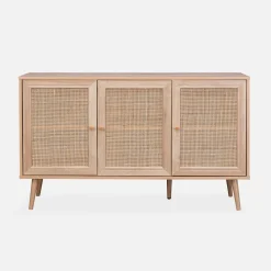 Credenza 3 ante in cannage, 120 cm