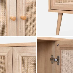 Credenza 3 ante in cannage, 120 cm
