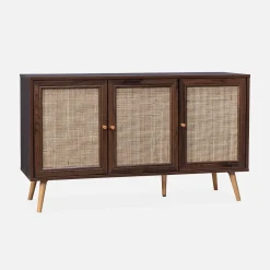 Credenza 3 ante in cannage, 120 cm