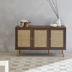 Credenza 3 ante in cannage, 120 cm