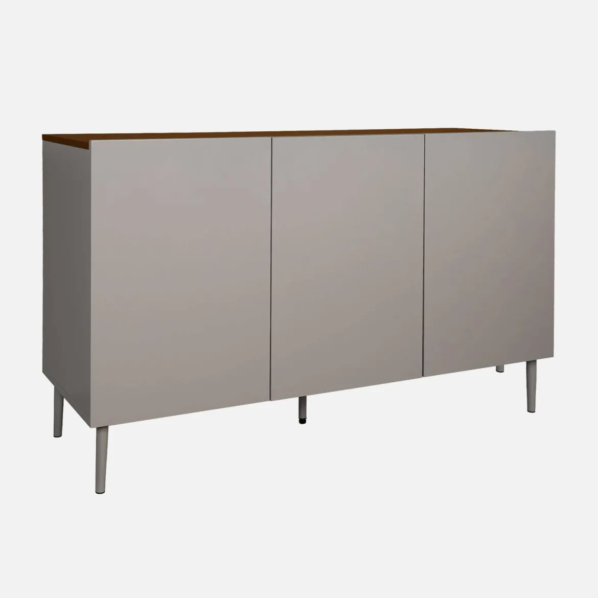 Credenza effetto legno con gambe in metallo 3 ante, 120cm
