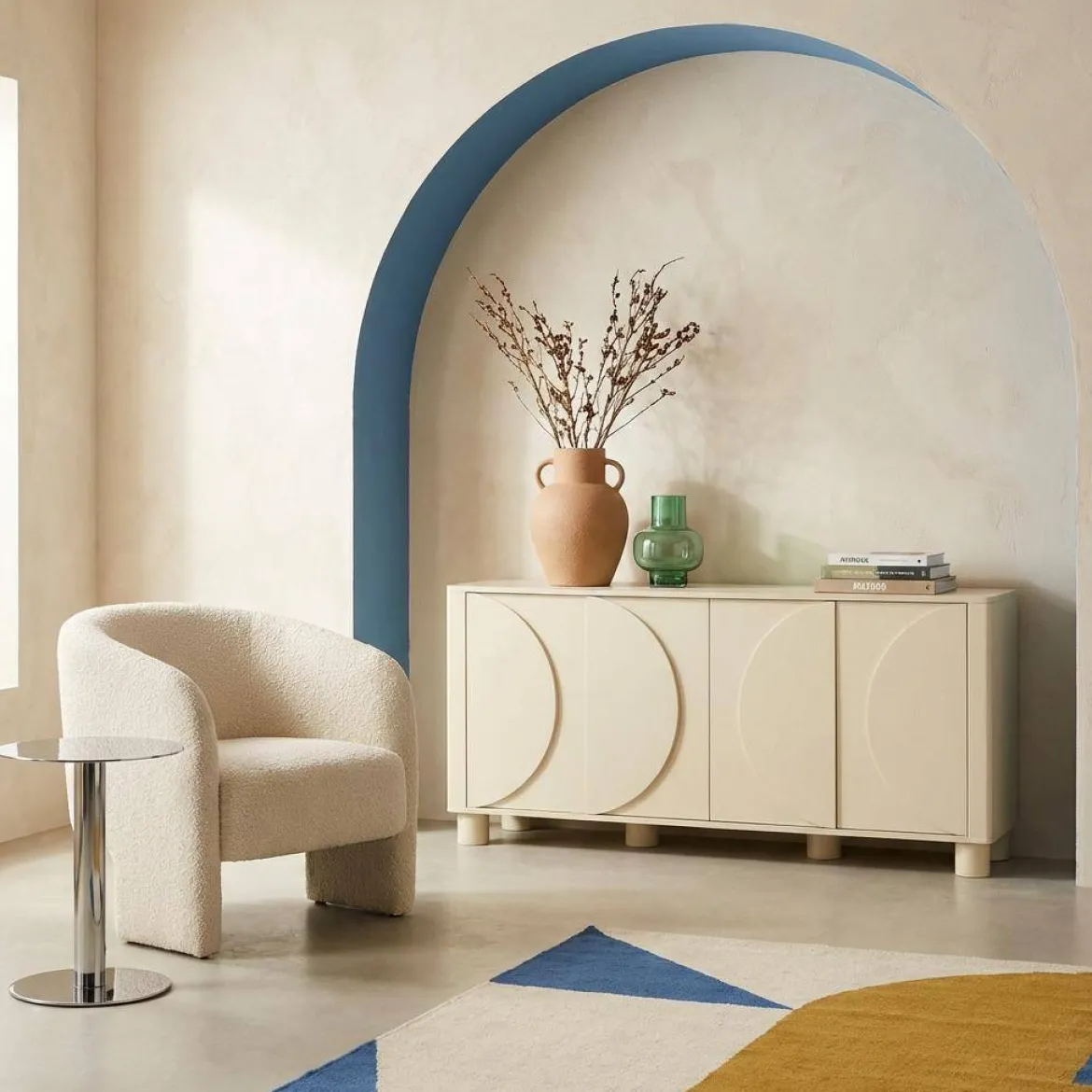 Credenza effetto legno di mango 4 ante, 155cm