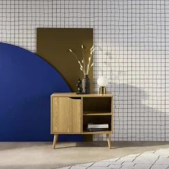 Credenza effetto noce 1 anta, 2 ripiani, 80cm