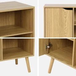 Credenza effetto noce 1 anta, 2 ripiani, 80cm
