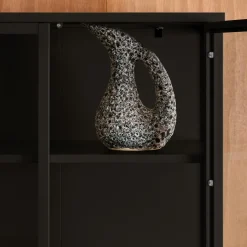 Credenza in acciaio e vetro temperato 2 porte, 180cm