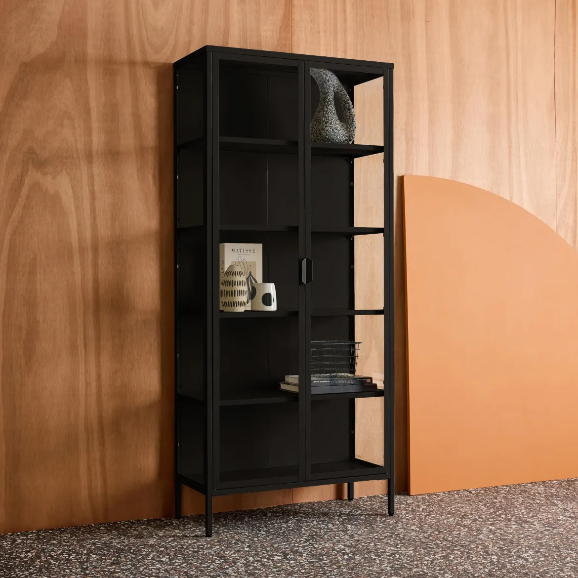 Credenza in acciaio e vetro temperato 2 porte, 180cm