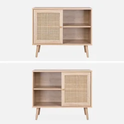 Credenza in cannage, 1 anta, 80cm