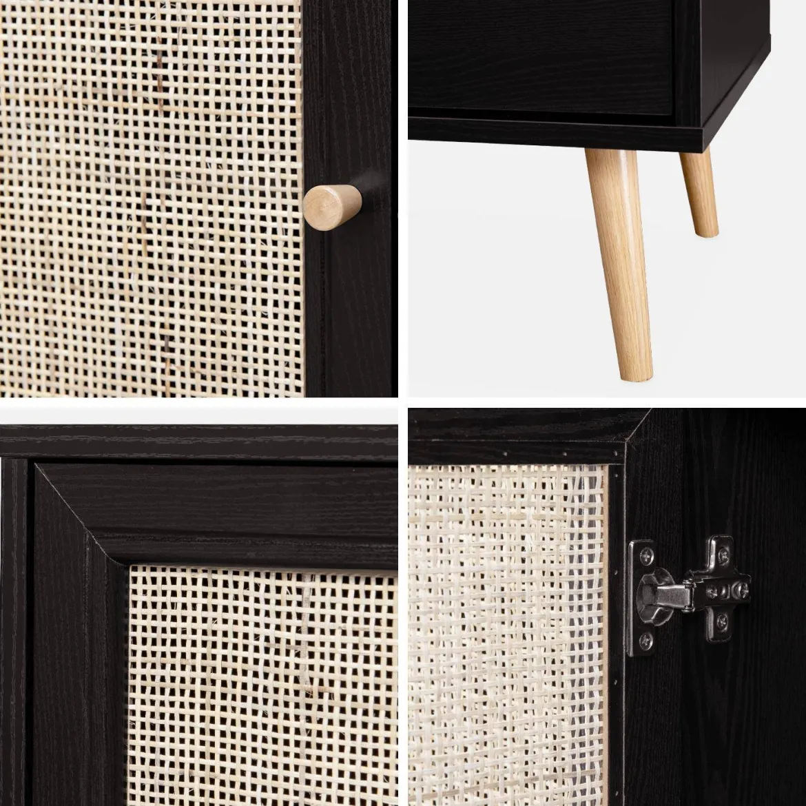 Credenza in cannage, 1 anta, 80cm