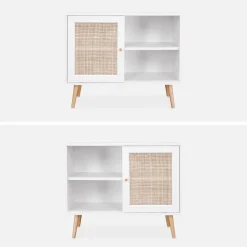 Credenza in cannage, 1 anta, 80cm