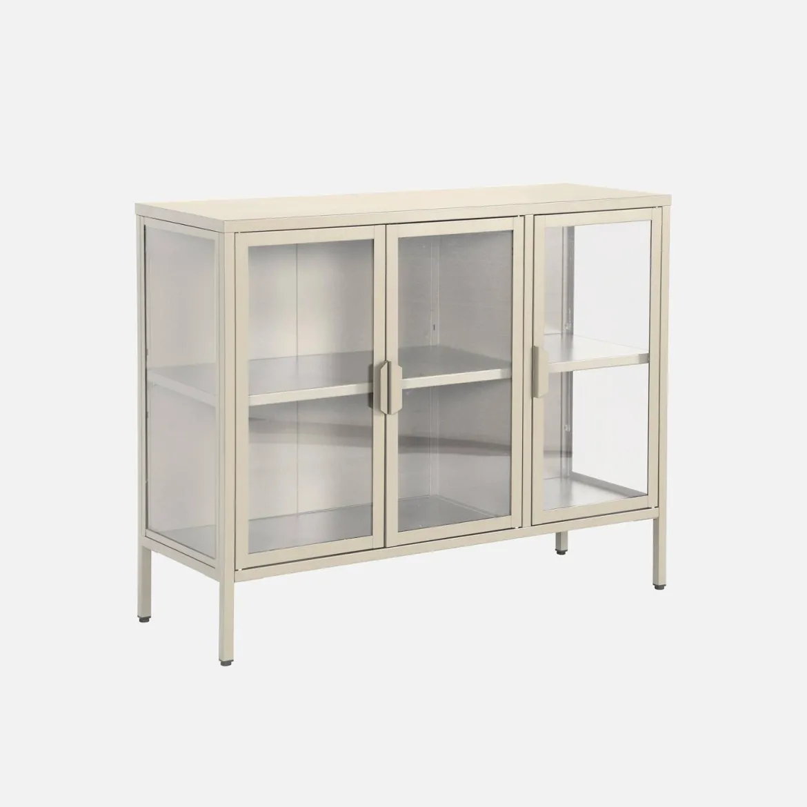 Credenza industriale in metallo e vetro temperato 3 ante, 100cm