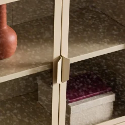 Credenza industriale in metallo e vetro temperato 3 ante, 100cm