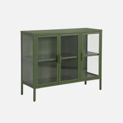 Credenza industriale in metallo e vetro temperato 3 ante, 100cm